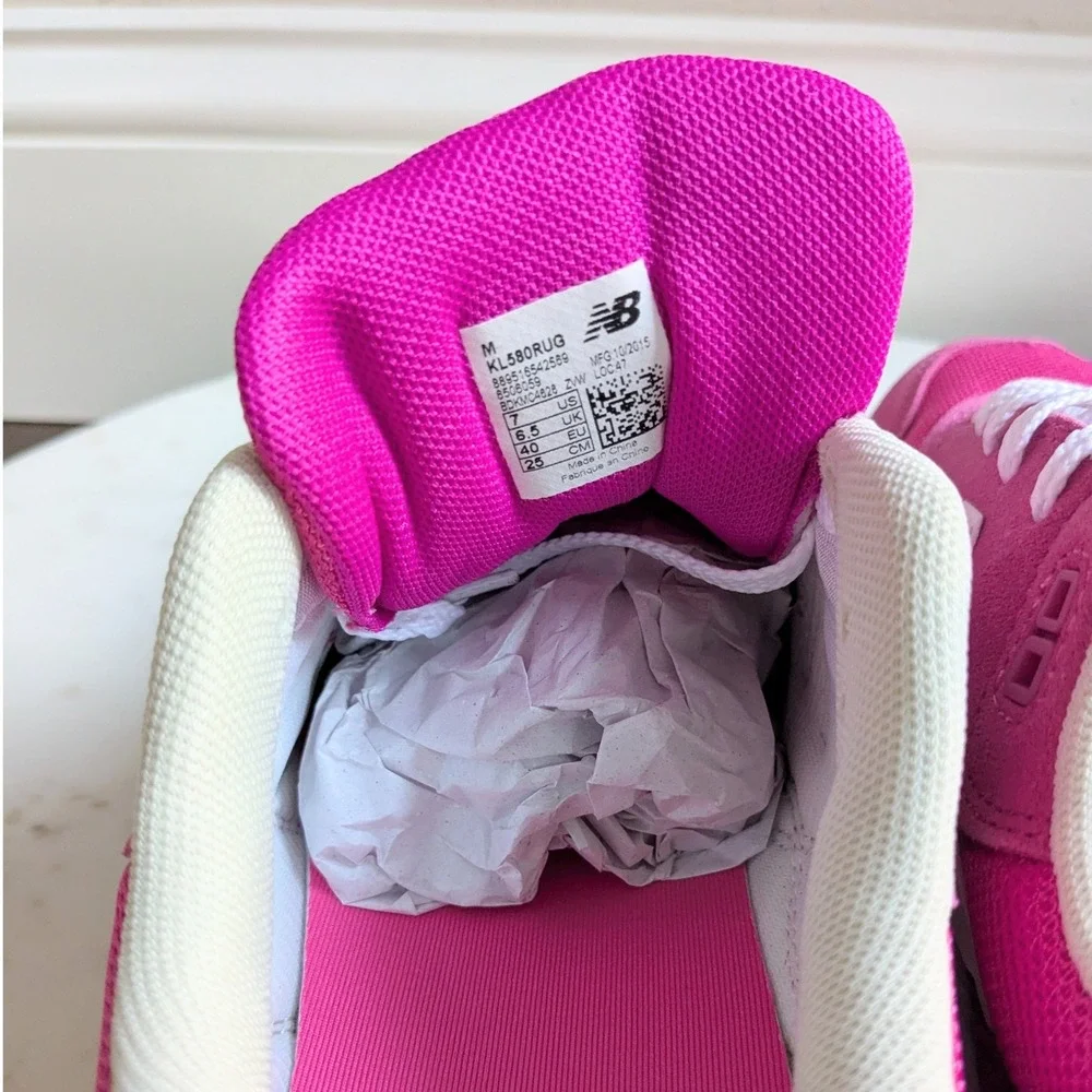 New Balance 580 Kids Pink White Lace Up Classic Running‎ Sneakers Shoes Sz 7 NIB